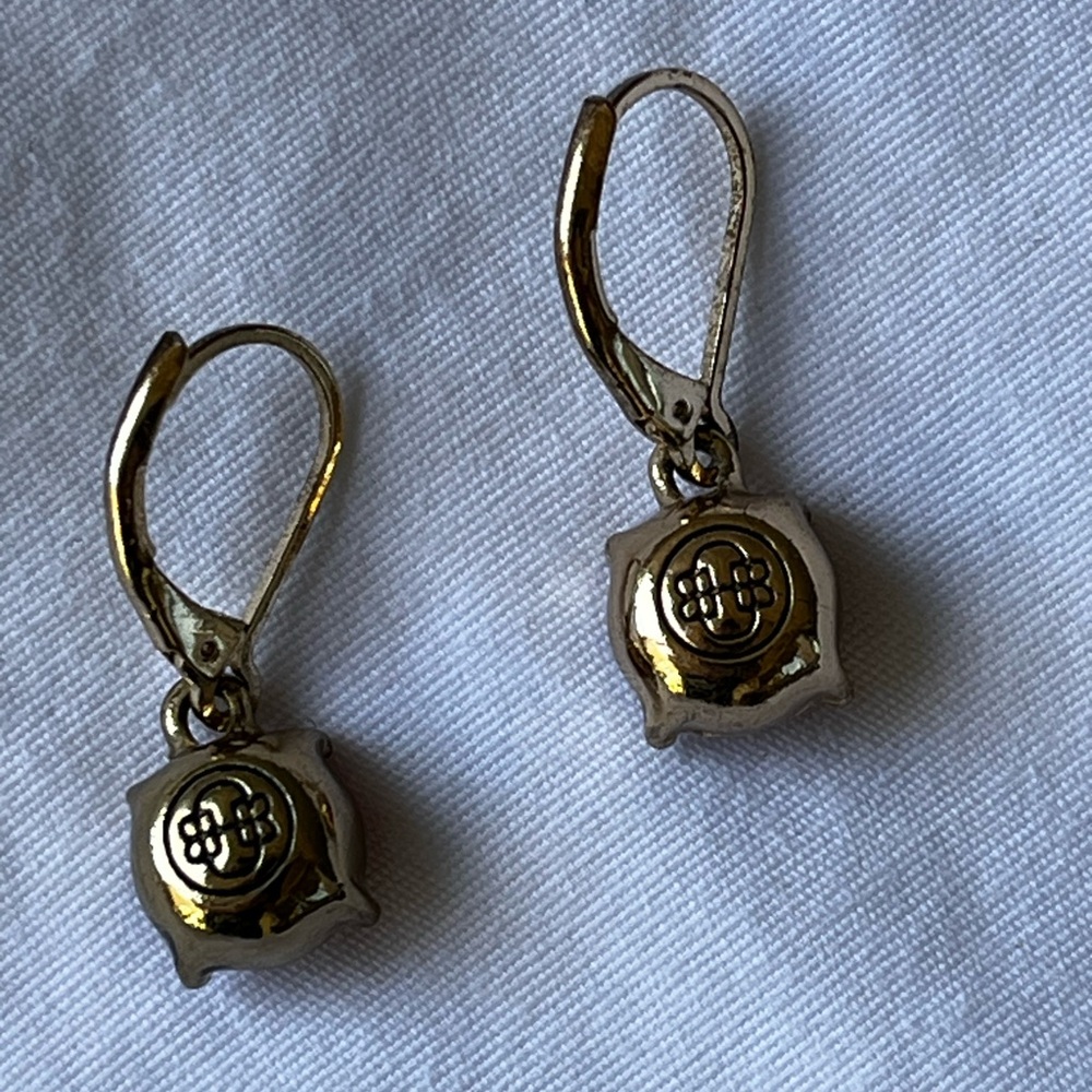 Dana Buchman Gold Toned Earrings with Deep Red Stones - Picture 5 of 6